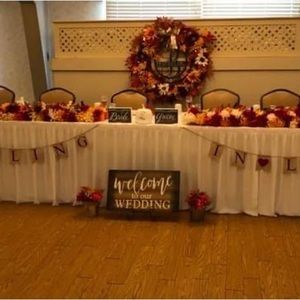Fall wedding table length floral arrangements with led lights.  Hand made.
